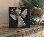 Small Stone & Metal Angel on Salvage Wood