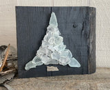 White Beach Glass Tree on Salvage Wood With Live Edge