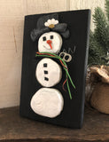 Stone Snowman on 5 1/2 x 8 1/2 Salvage Wood
