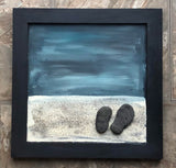 “Footprints” in Black Wood Box Frame