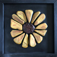 Stone Sunflower in Black Wood Box Frame