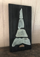 Contemporary Teal Beach Glass Tree on Salvage Wood