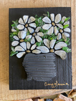 Beach Stone and Glass Flowers on Salvage Wood