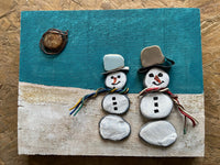 Mr & Mrs Snowman on 8 x  10 Salvage Wood