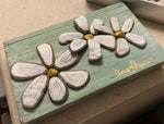 Stone Daisies on Pale Green Salvage Wood