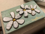 Stone Daisies on Pale Green Salvage Wood