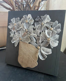 Beach Glass Daisies on Black Wood Box