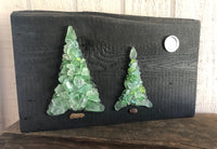 “Party of Two” ~ Pair of Teal Trees on Salvage Wood
