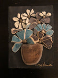 Clay Tile Flowers on Salvaged Wood