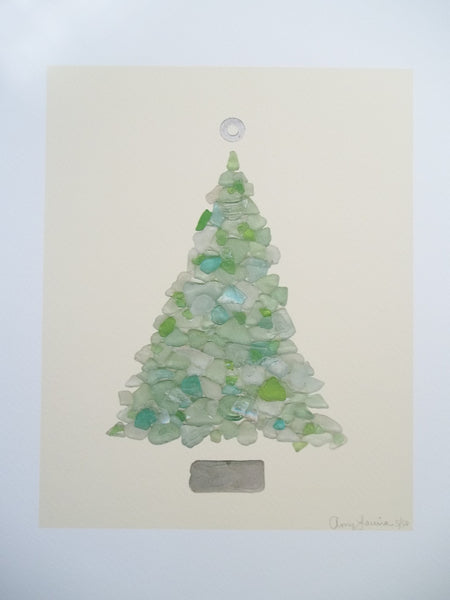 Turquoise Beach Sea Glass Tree 11 x 14 Unframed Print